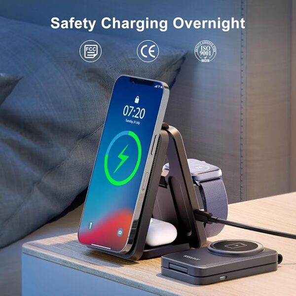 Limited time deals 30% OFF AND15%more off coupon applied  3 in 1, Foldable Travel Charger 3 in 1 for iPhone15/14/13/12 and Apple Watch/AirPods/(Adapter Included)