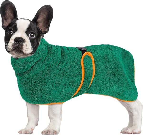 Limited time deal Save 30% promo code:[ LWLBSQMO] Glittme Dog Bathrobe, Super Soft Dog Robe Quick Drying Dog Towels for Drying Dogs Large, Adjustable Dog Robes for After Bath, and Dog Dryer for Dog, Puppy, S, Green