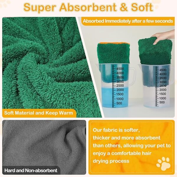 Limited time deal Save 30% promo code:[ LWLBSQMO] Glittme Dog Bathrobe, Super Soft Dog Robe Quick Drying Dog Towels for Drying Dogs Large, Adjustable Dog Robes for After Bath, and Dog Dryer for Dog, Puppy, S, Green - Image 3